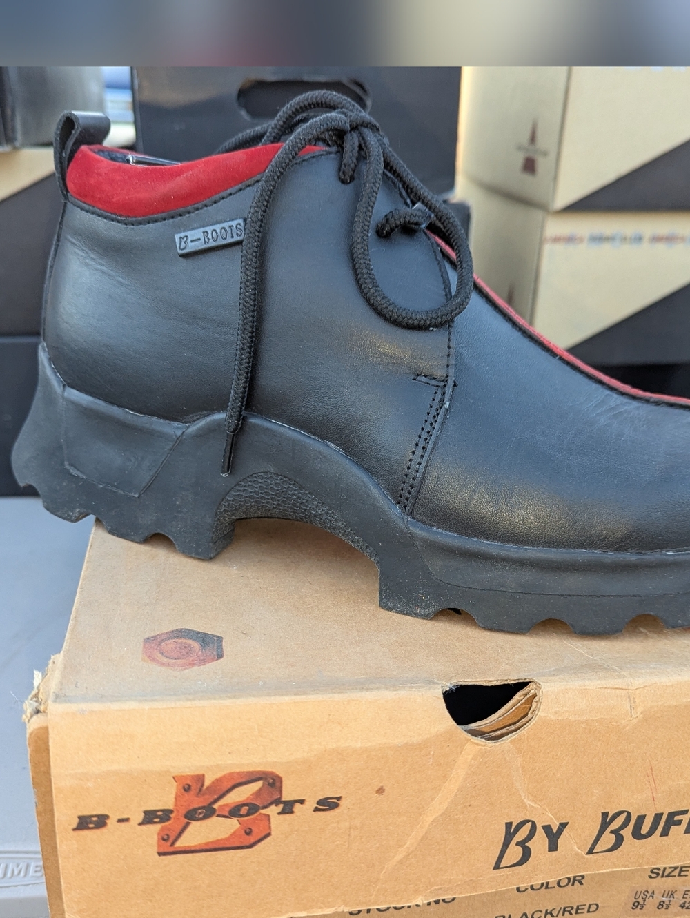 Vintage B-Boots By Buffalono, Sentinel Black Leather Boot, Mens 9.5, New